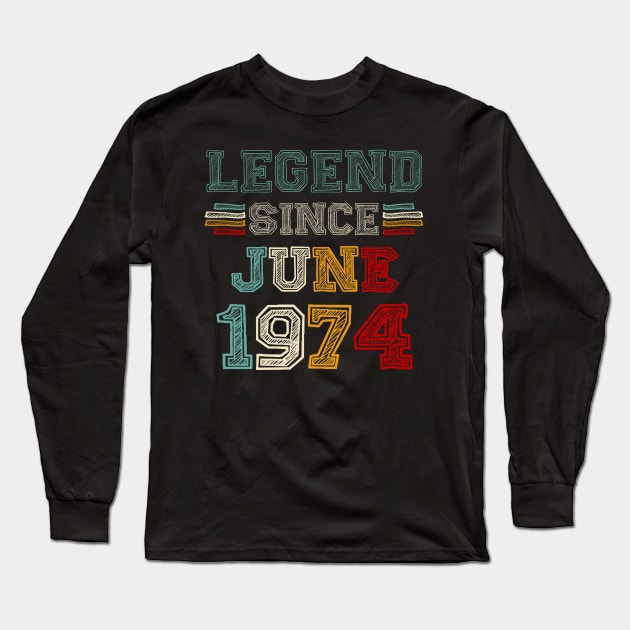 49 Years Old Legend Since June 1974 49th Birthday Long Sleeve T-Shirt by Red and Black Floral